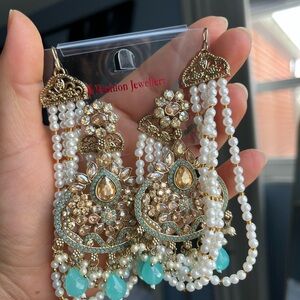 Exquisite Gold and Pearl Chandelier Earrings
